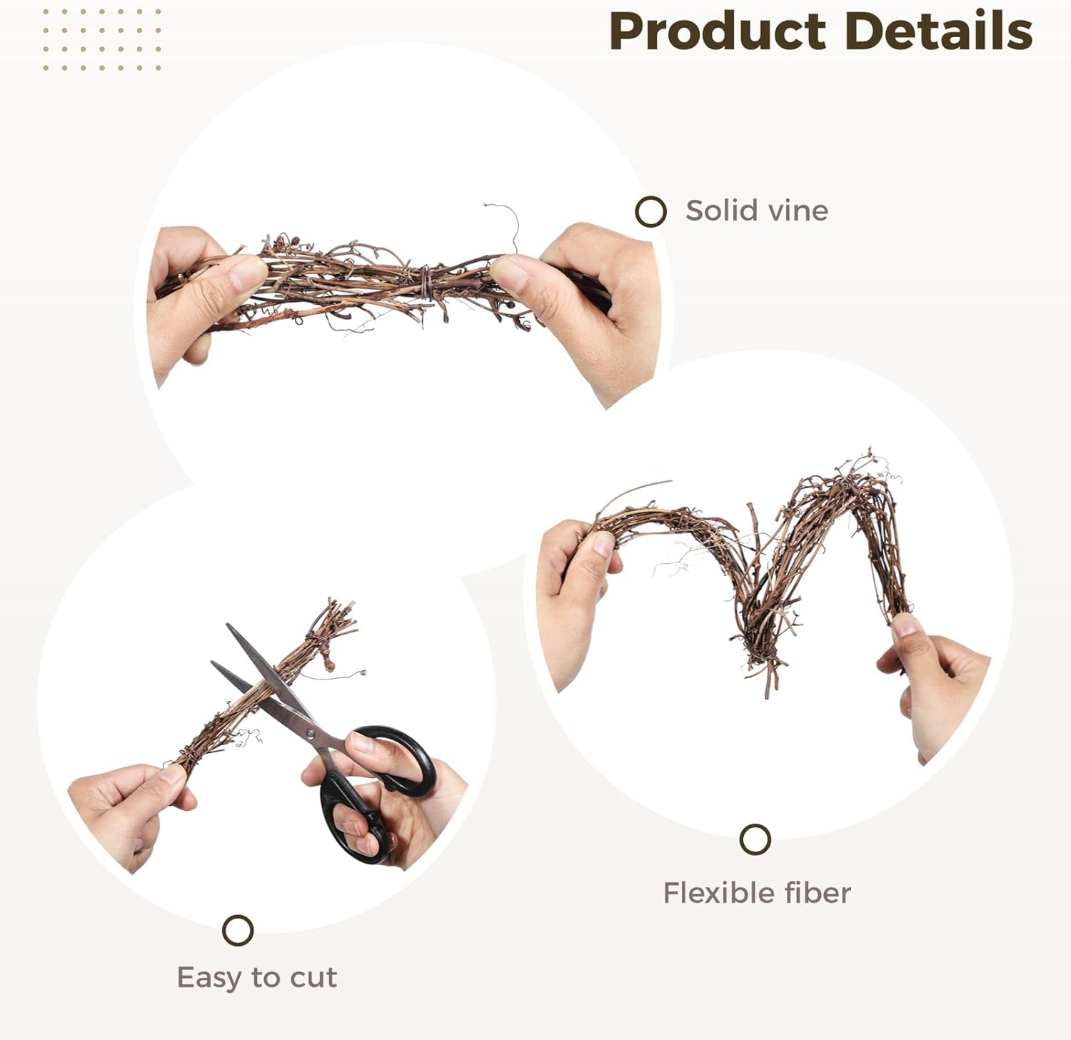 6 PCS Grapevine Garland - DIY Crafts Natural Grapevine Twig Vines, 15 Feet Vines Garland Wreaths for Wedding House Holiday Door Vase Wall Decor