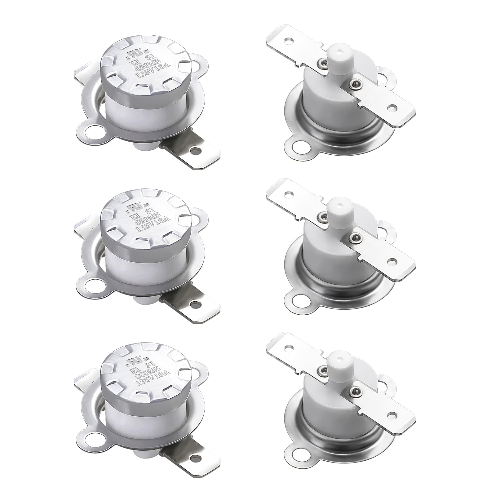 6 Pcs UL KSD301 125V 16A Limit Switch Thermal Switch, Circuit Off at 80°C/176°F and On by Manual Thermostat Switch,Normally Closed N.C Manual Reset Snap Disc Thermo Switch
