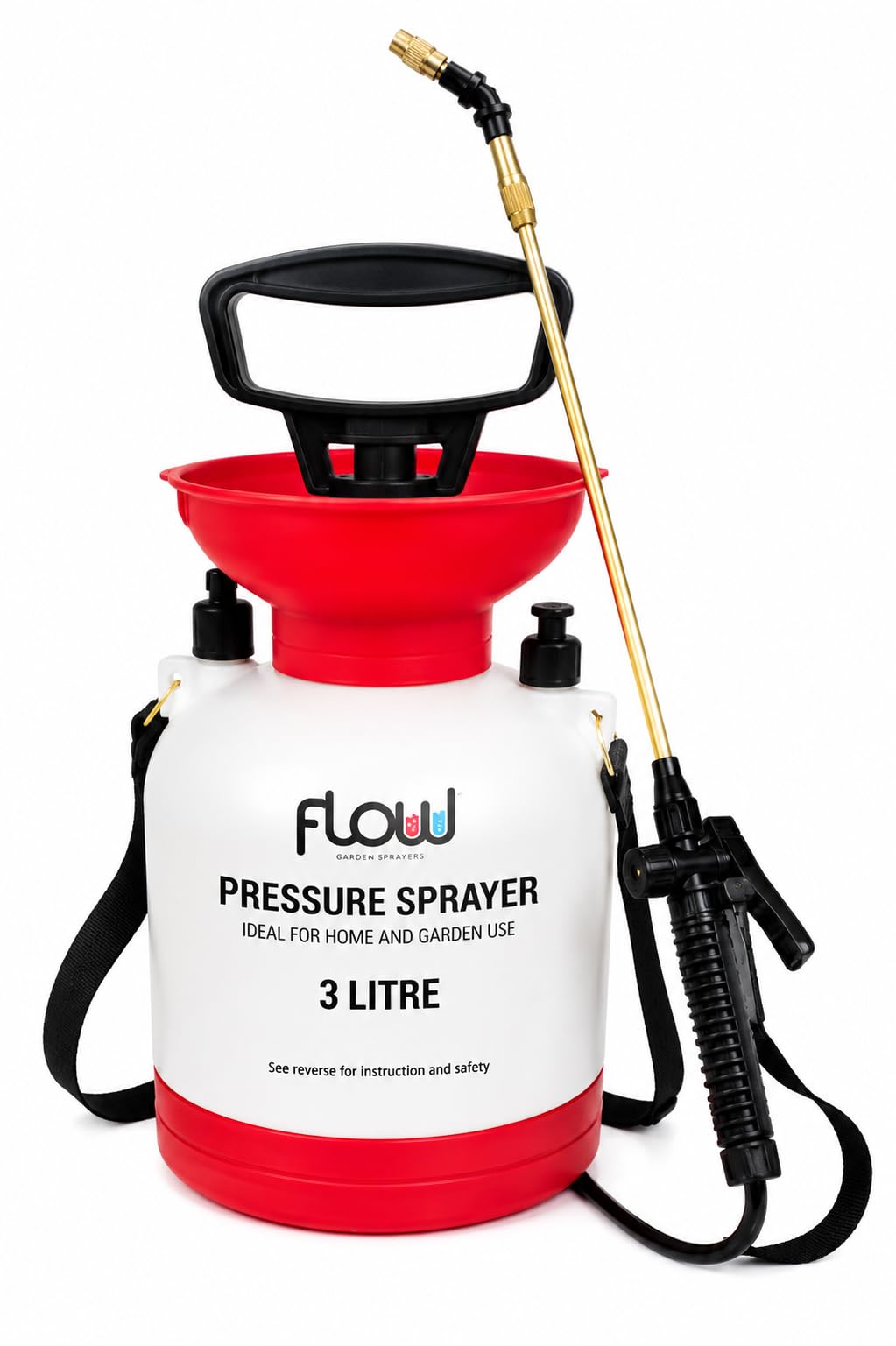 Garden Hand Pump Pressure Sprayer 3 Litre with Carrying Strap Adjustable Nozzle Long Reach Lance for Plants Weed Killer Fertiliser Garden Chemicals Greenhouse Outdoor Spraying