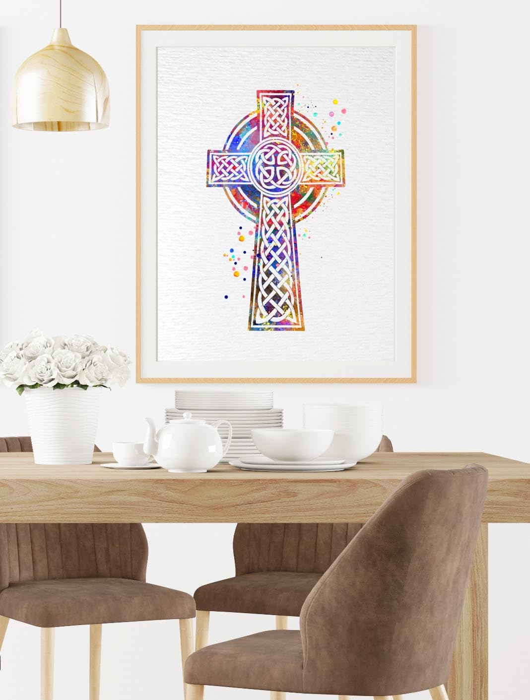 Dignovel Studios 11X14 Unframed Celtic Cross Christian cross Watercolor Art Print Symbol Inspirational Christian Bible Motivational Peace Love Home Office Wall Decor Poster DN664