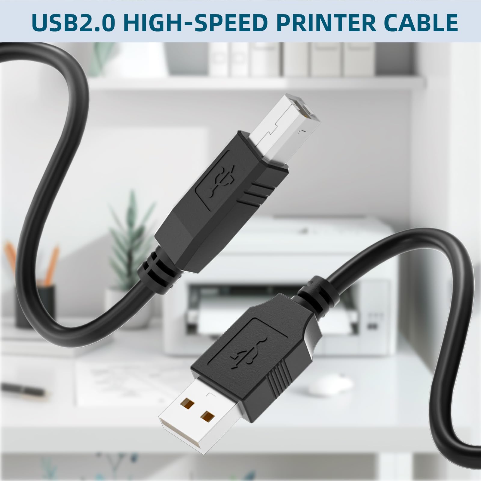 Cavo USB 2.0 per stampante, 9 m, USB 2.0 tipo A a tipo B, cavo per stampante (nero, 9 m)