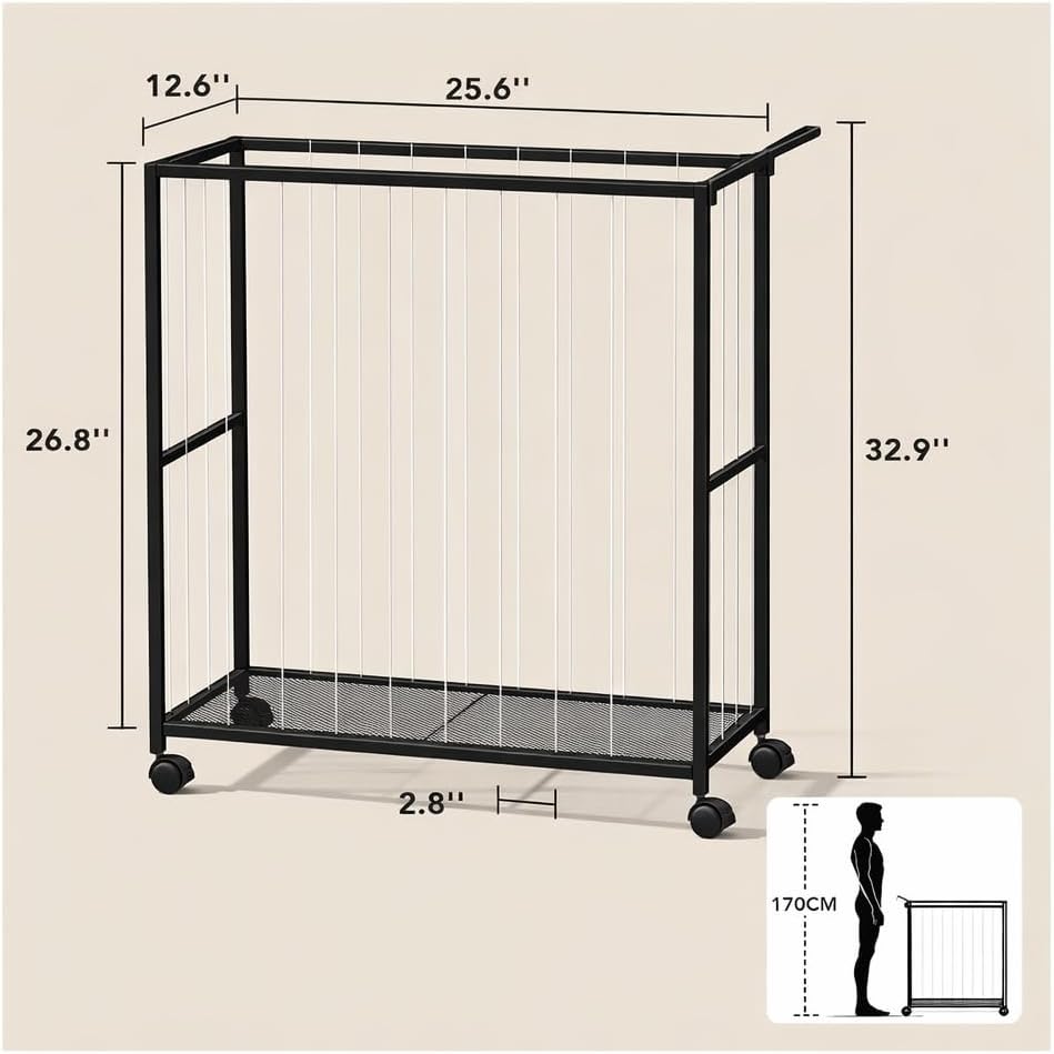 56262 Ball Storage Bin Rolling Sports Ball Cart, Metal Garage Organizer Sport Rack, Ball Basket Storage, Ball Cage for Garage or Gym, Indoor & Outdoor Sports Equipment Organizer - Black