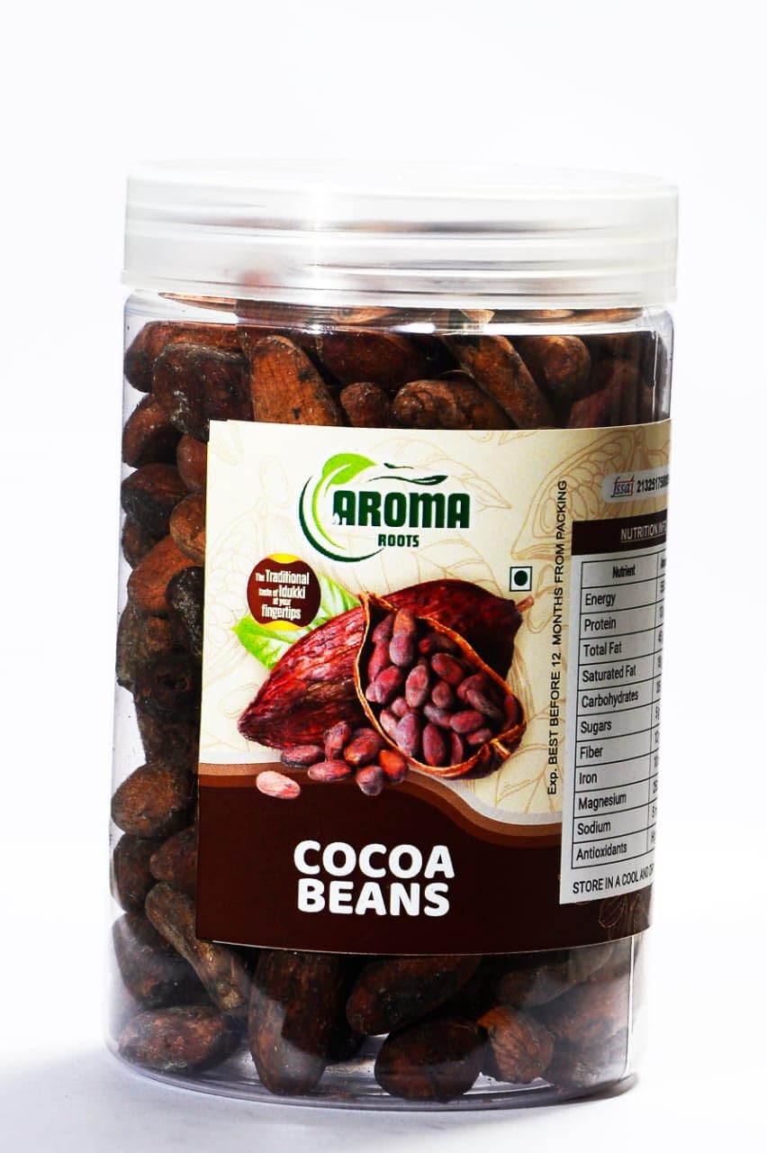 Aroma Roots |Premium Organic Raw Cocoa Beans | 100% Pure Sun-Dried Cocoa Beans | Natural Energy Booster | Antioxidant-Rich Superfood | Perfect for Snacking, Baking & Homemade Chocolates (500gm)-image-48