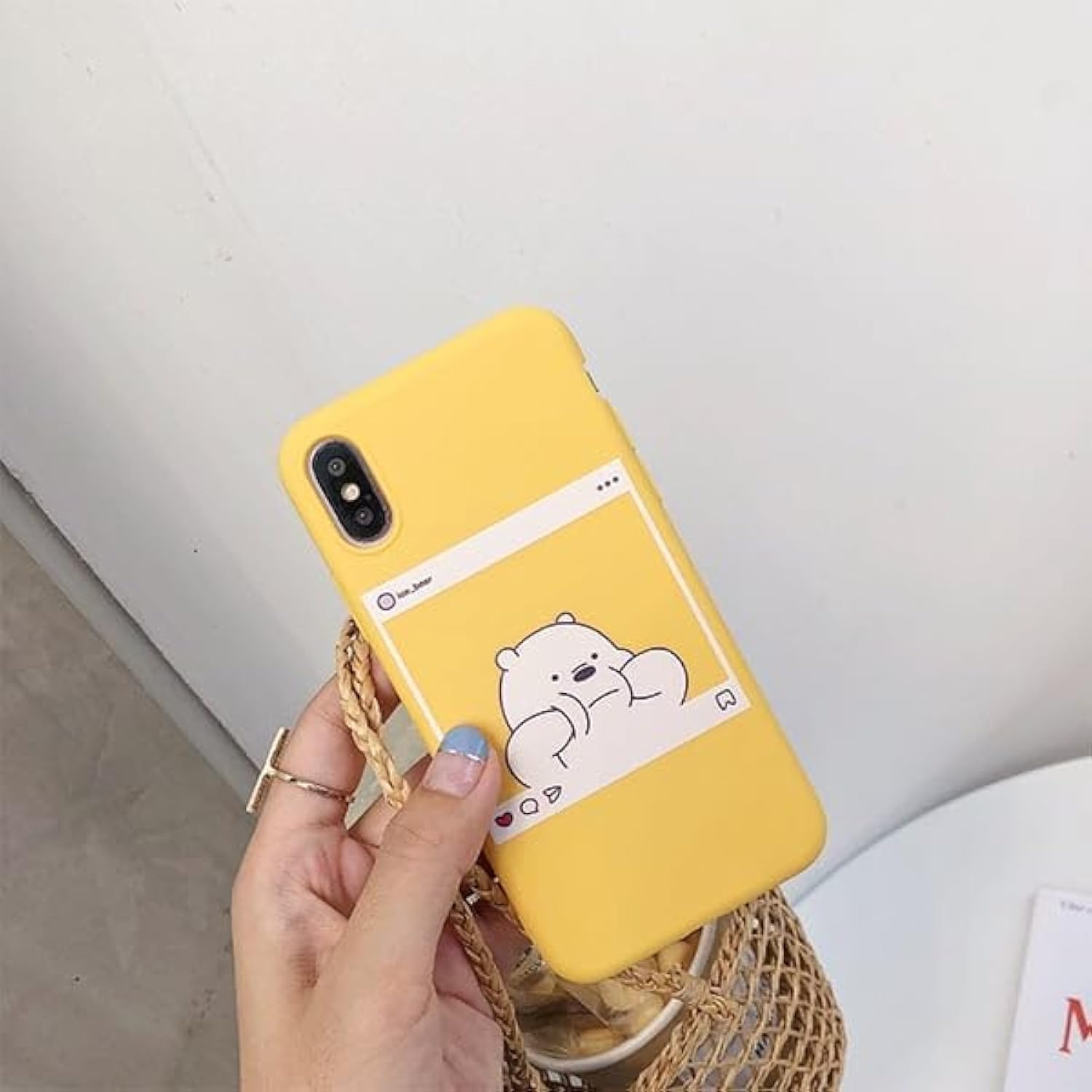 Silicon Case Cover Cute Cartoon Vibrant Yellow Bear Design for Women Girls Slim Soft TPU Cover Compatible with iPhone (Iphone X)
