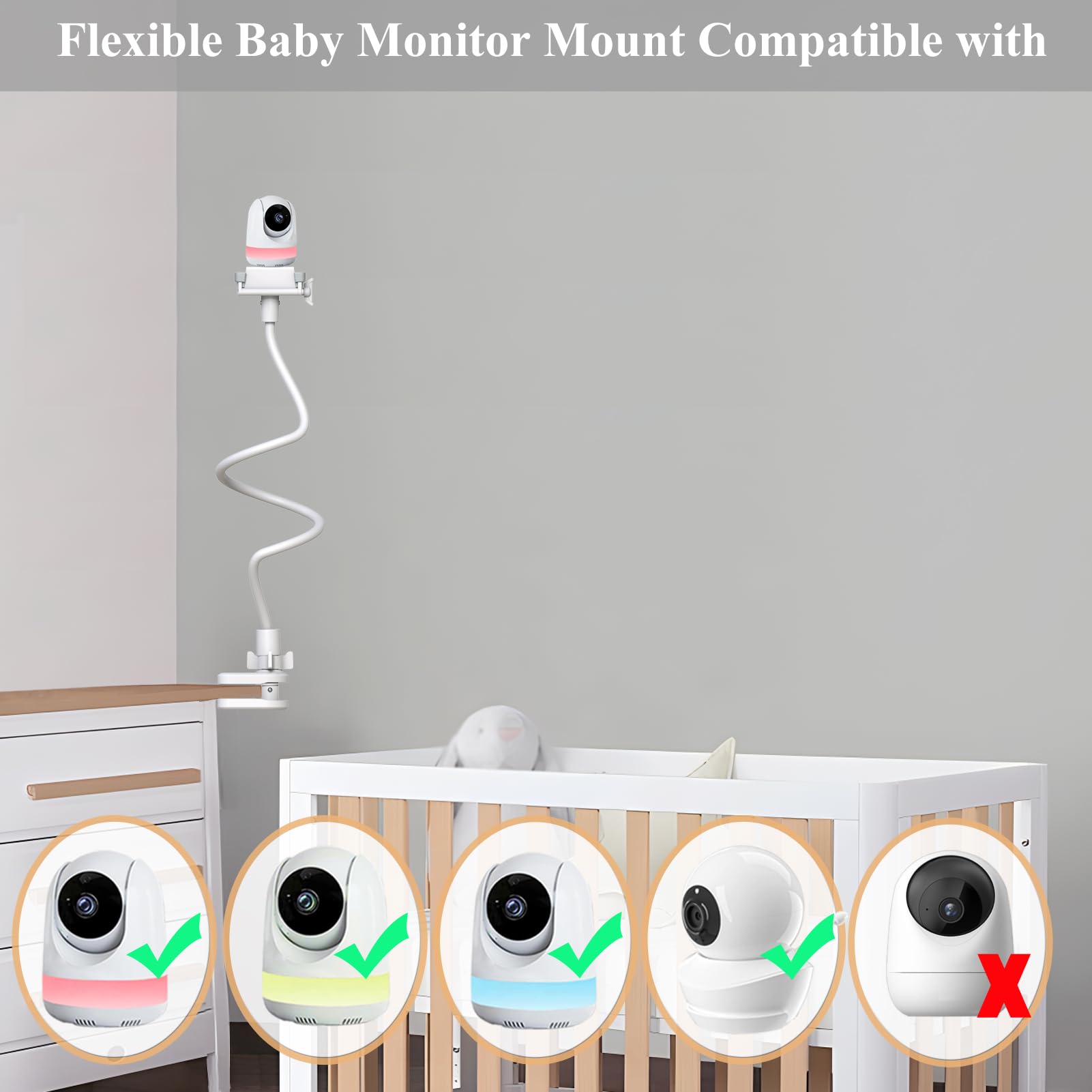 Uchwyt na telefon komórkowy do niani, uchwyt na kamerę dla niemowląt, uchwyt na telefon komórkowy, kompatybilny z Babysense