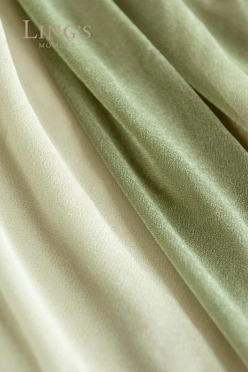 Ling's Moment Sage Green & Campsite Chiffon Like Table Runner 30