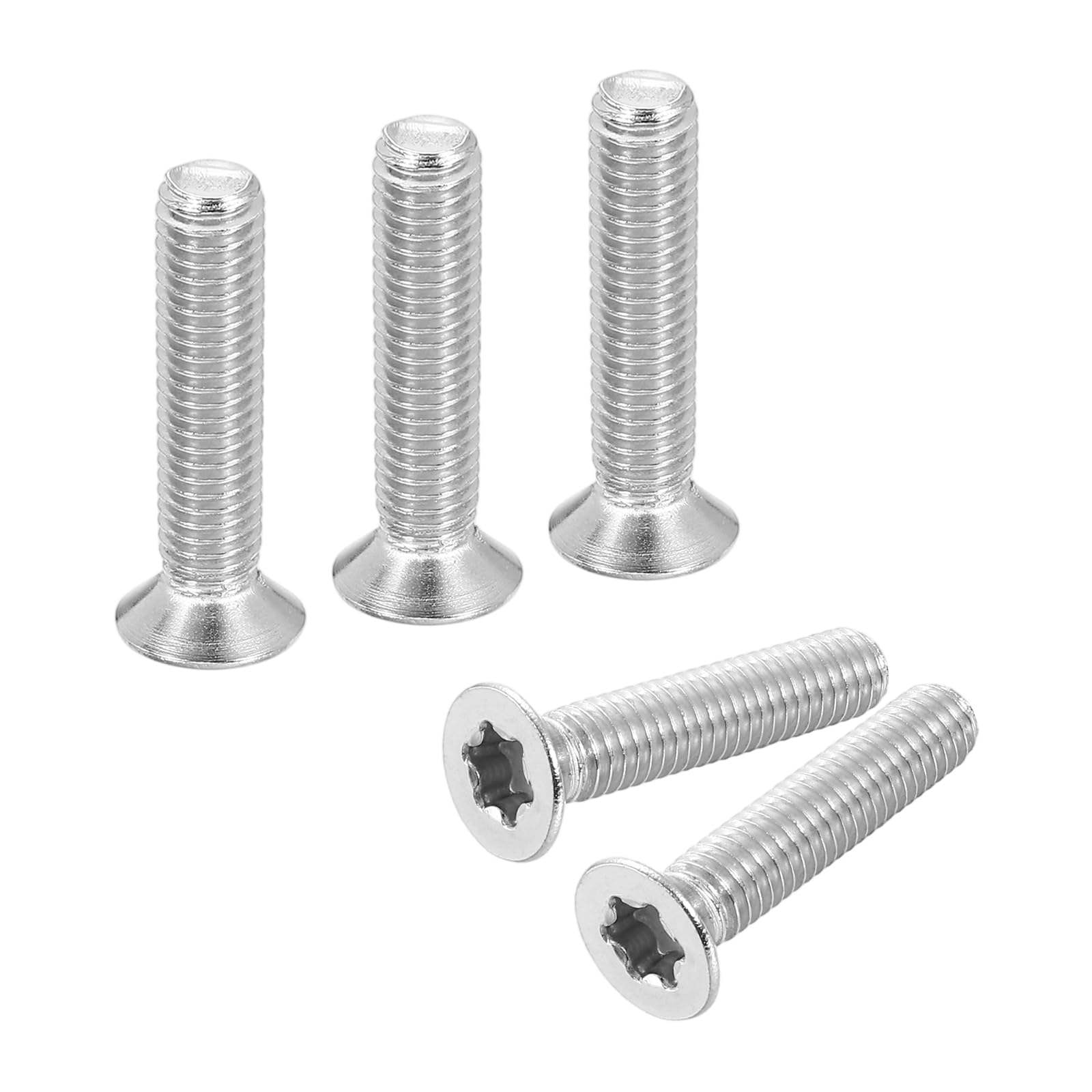 sourcing map M6-1 x 30mm Flat Head Torx Anti Theft Machine Screws, 25 Pcs 304 Stainless Steel, Torx Drive, Countersunk Head, Full Thread, Silver