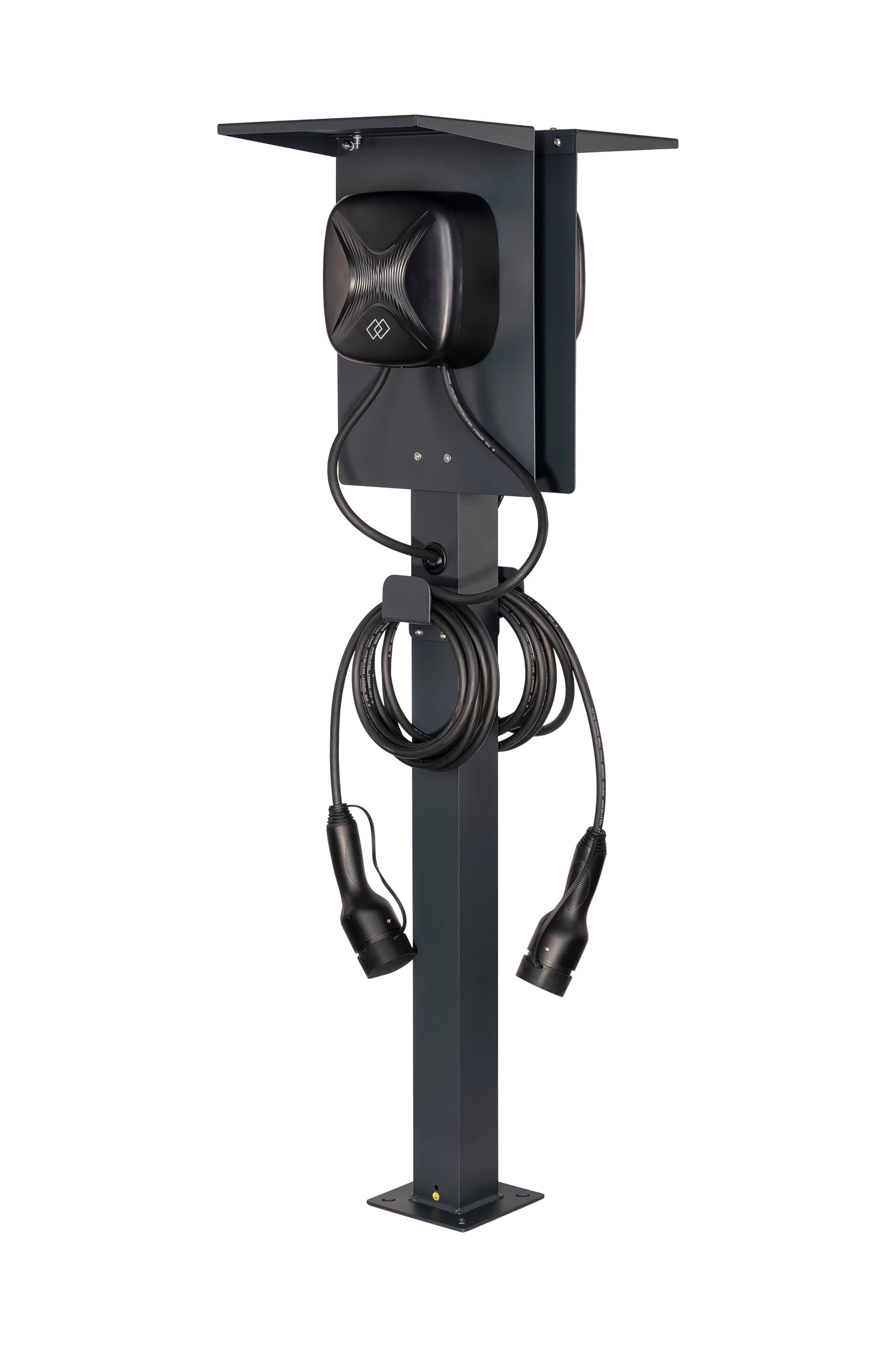 Wallbox Standfuß Doppel für 2 Ladestationen – Freistehende Standsäule aus Aluminium, Universell für Wallbox, Außenbereich geeignet (Doppel Standfuß mit Dach)