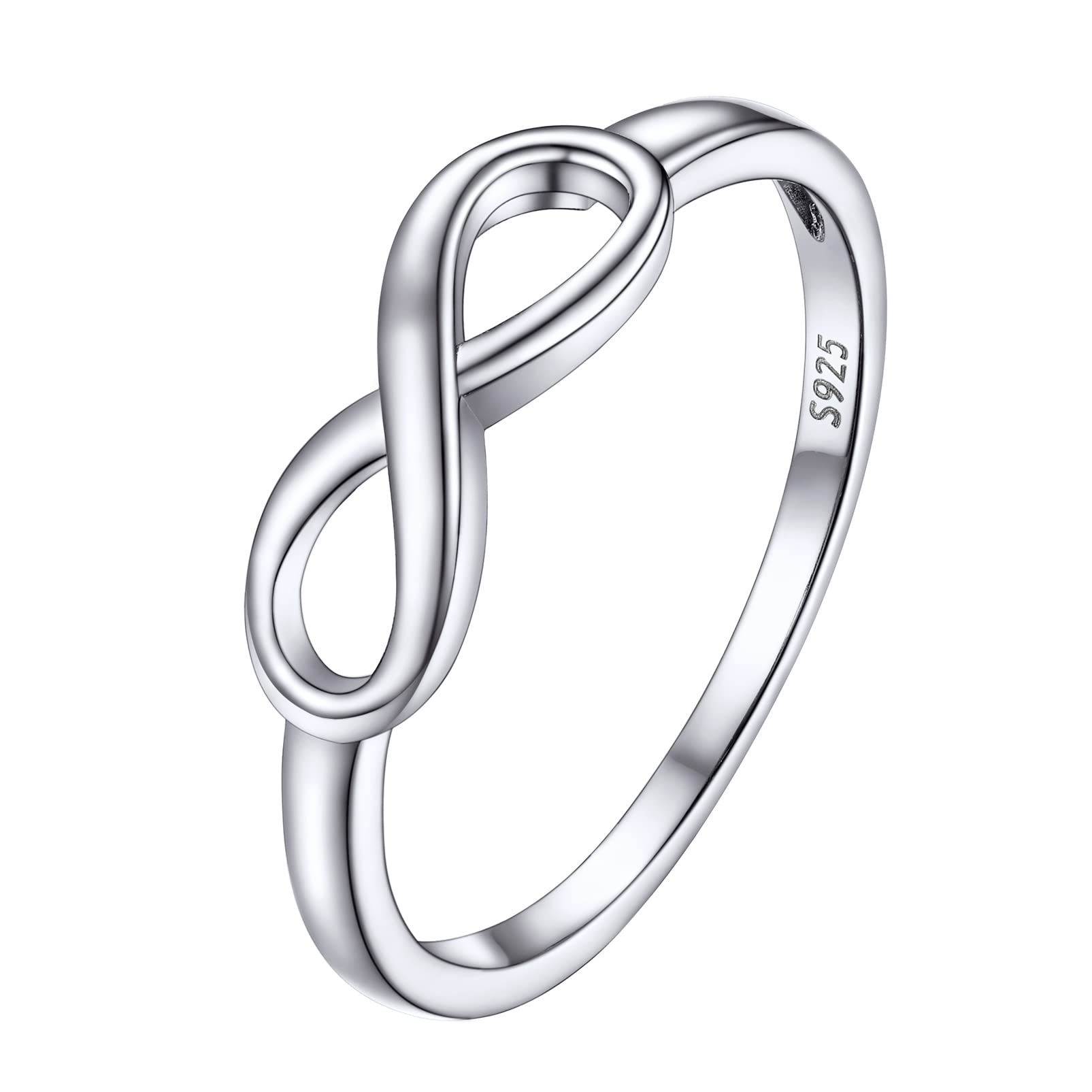 PROSTEEL Silver Promise Ring for Her Infinity Love Ring Size 11 925 Sterling Silver Jewelry Gift for Wife, A. glossy (silver), PYR15188B-11-AE