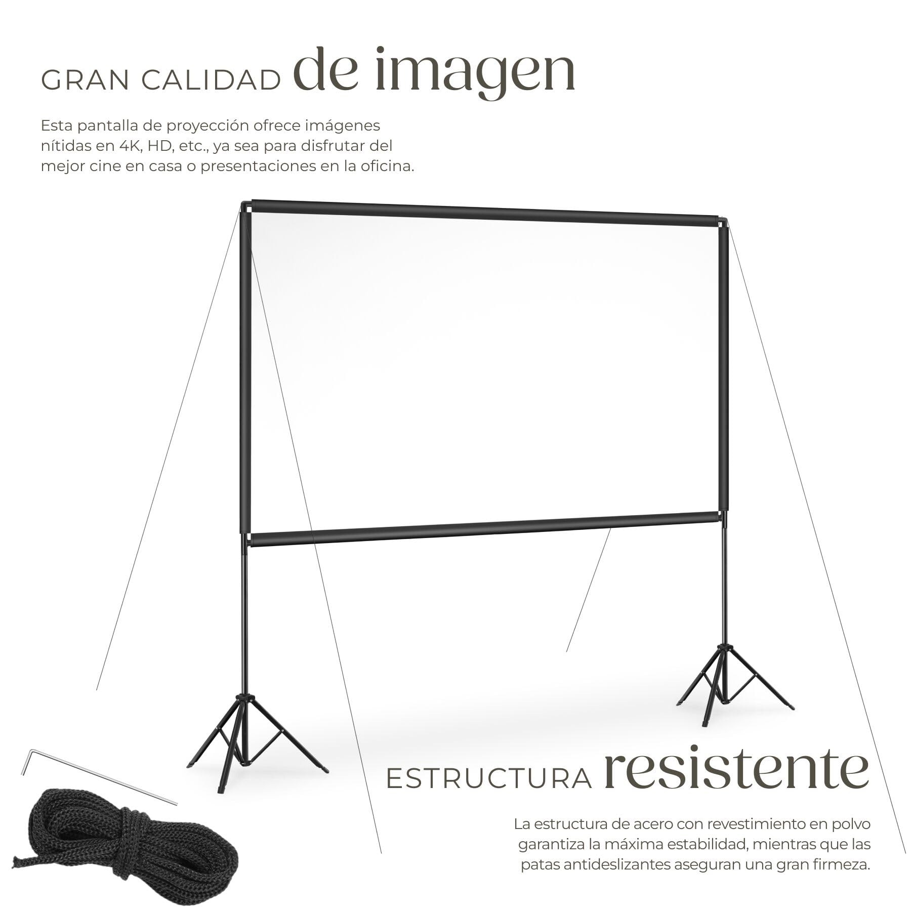 tectake® Pantalla Proyector 121 Pulgadas 16:9 Portátil, Pantalla para Proyector HD, Tela para Proyector Resistente, Plegable, Bolsa de Transporte - 368 x 259 cm