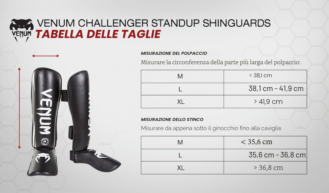 Venum Challenger, Parastinchi Standup Unisex, Nero/Bianco, L & Kontact, Bendaggi da Boxe Unisex, Bianco, 2.5m
