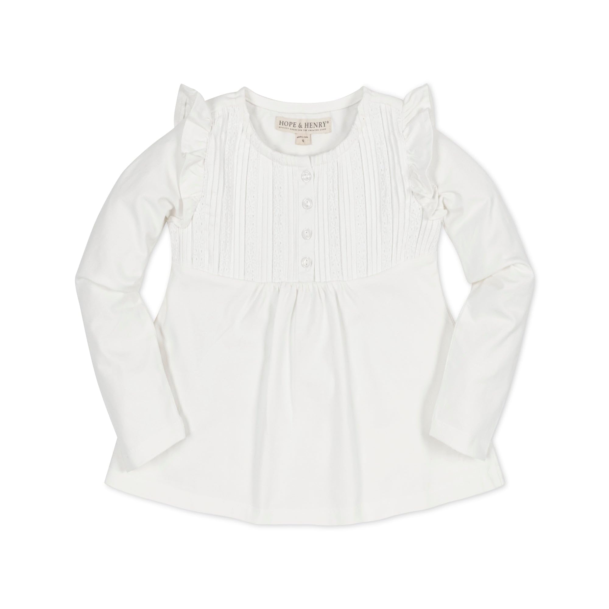Hope &amp; Henry Girls' Peter Pan Mix Media Top