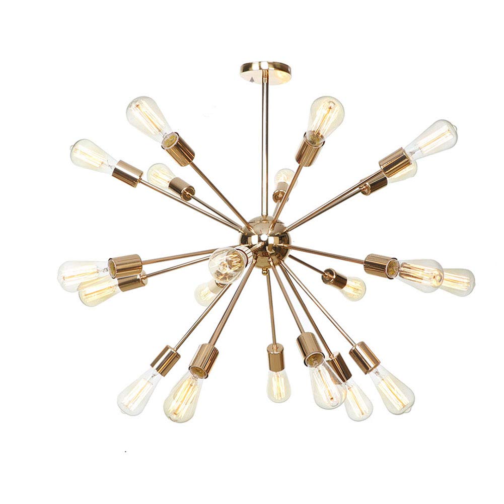 SYAXVOM 9 hts Sputnik Chandeliers Chrome Mid Century Modern Chandelier Pendant ht Industrial Vintage Ceiling For Living Room Dining Bedroom Foyer-Gold 21 heads