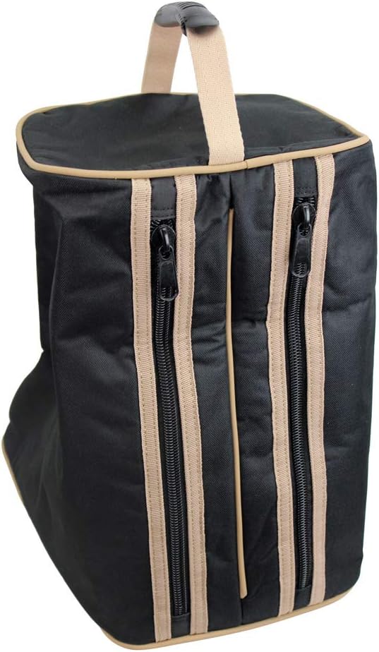 3 Layer Padded Back Open Western Boot Bag, Black/Beige Trim