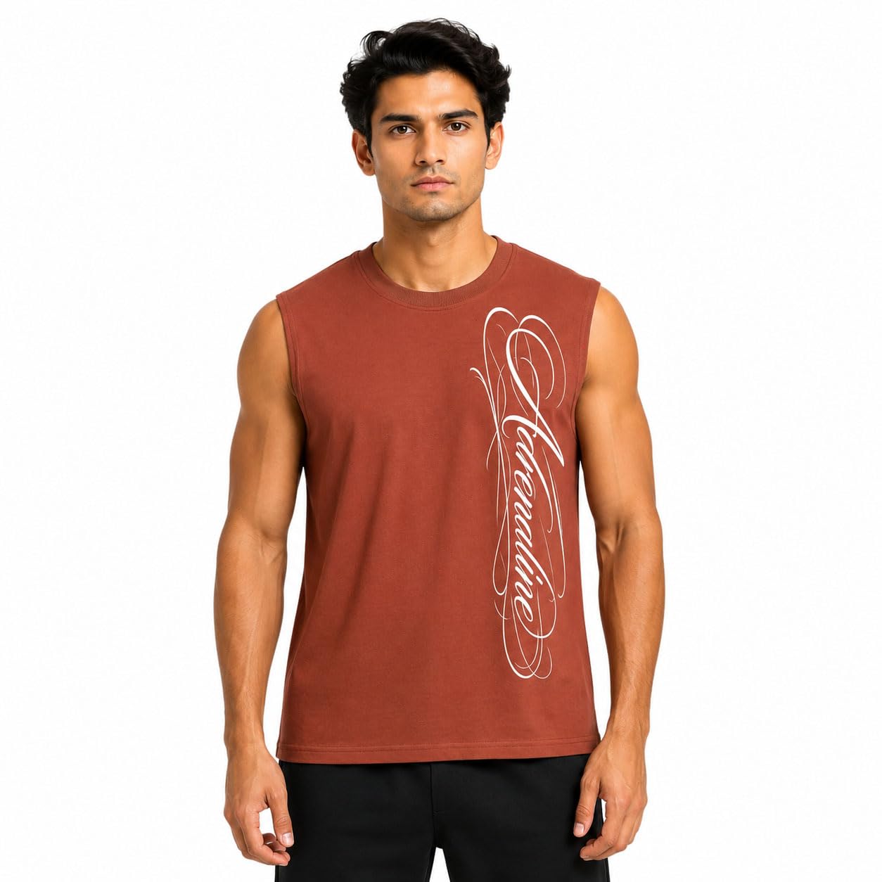 Jak Men's Brown Skull Print Sleeveless Vest-picture-51