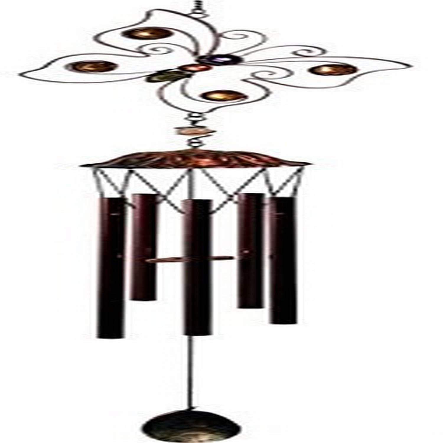 StealStreet 303102 34 Inch Metal Wire Butterfly Outline with Beads Wind Chime, Copper