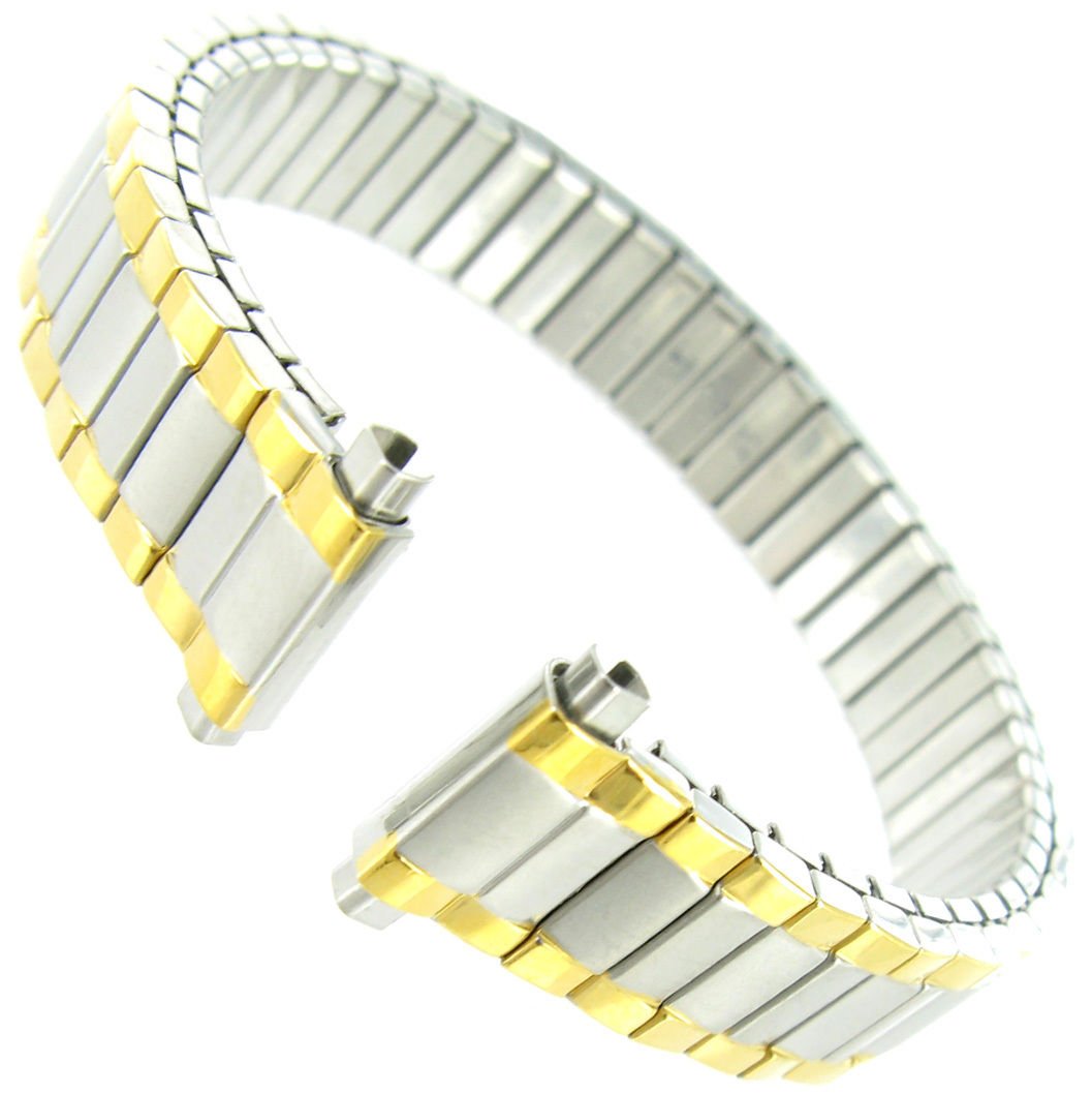 10-12mm Hirsch Twist O Flex Two Tone Stainless Steel Package Of Two Ladies Watch Band 1380