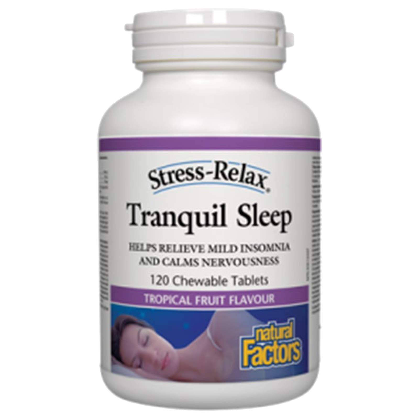 Natural Factors Stress-Relax Chewable Tranquil Sleep , Sleep Supplement, Tropical Fruit Flavor, 60 Tablets