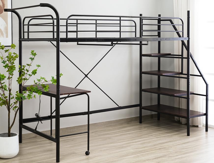 Amazon｜Foysky システムベット ロフトベッド シングル デスク付き