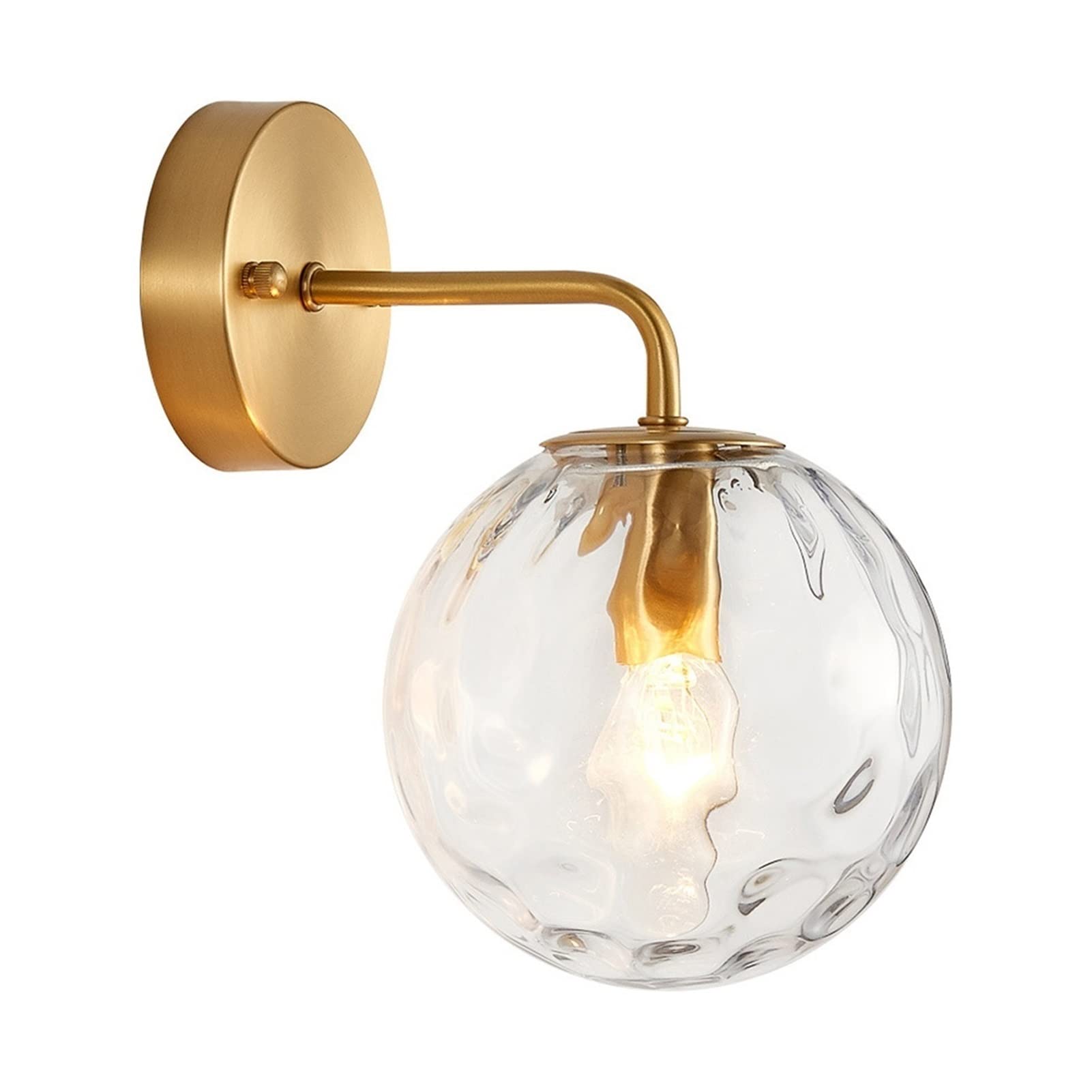 HPTHLY Wall Mounted Light Glass Wall Lamp, Nordic Minimalist Glass Lampshade Led Wall Light With E27/E26 Lamp Holder, Vintage Brass Sconces Loft Bar 15Cm Sc