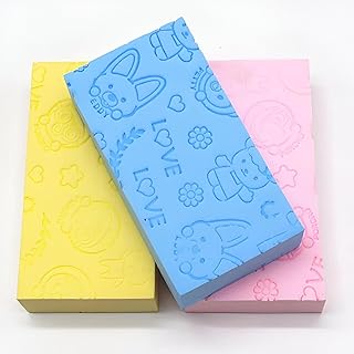 إسفنجة استحمام للتقشير والحصول على بشرة ناعمة للأطفال والكبار، تصميم كرتوني لطيف لوقت استحمام ممتع، مناسبة للعناية بالبشرة الصحية والتنظيف (3 قطع)