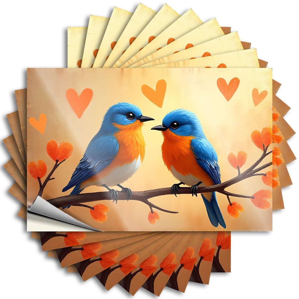 Fzfn Colour Good Decals, Cool Bedroom Accessories Bottle Two Colorful Birds Sitting On A Branch With Hearts | Funny Quote Dart Decals(6X9cm)