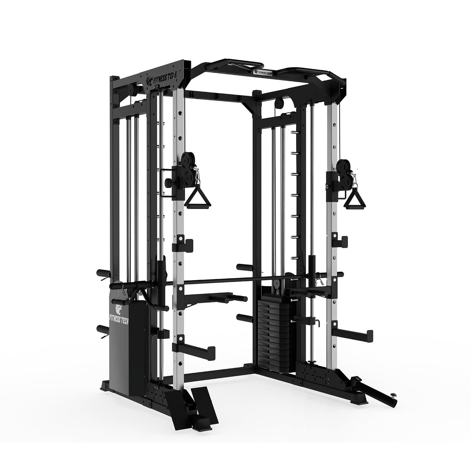 Smith Machine S8000, Máquina de musculación multifunción para Gimnasio en casa, Estación de Entrenamiento Completa con poleas y Pesas, 135 x 147 x 217 cm