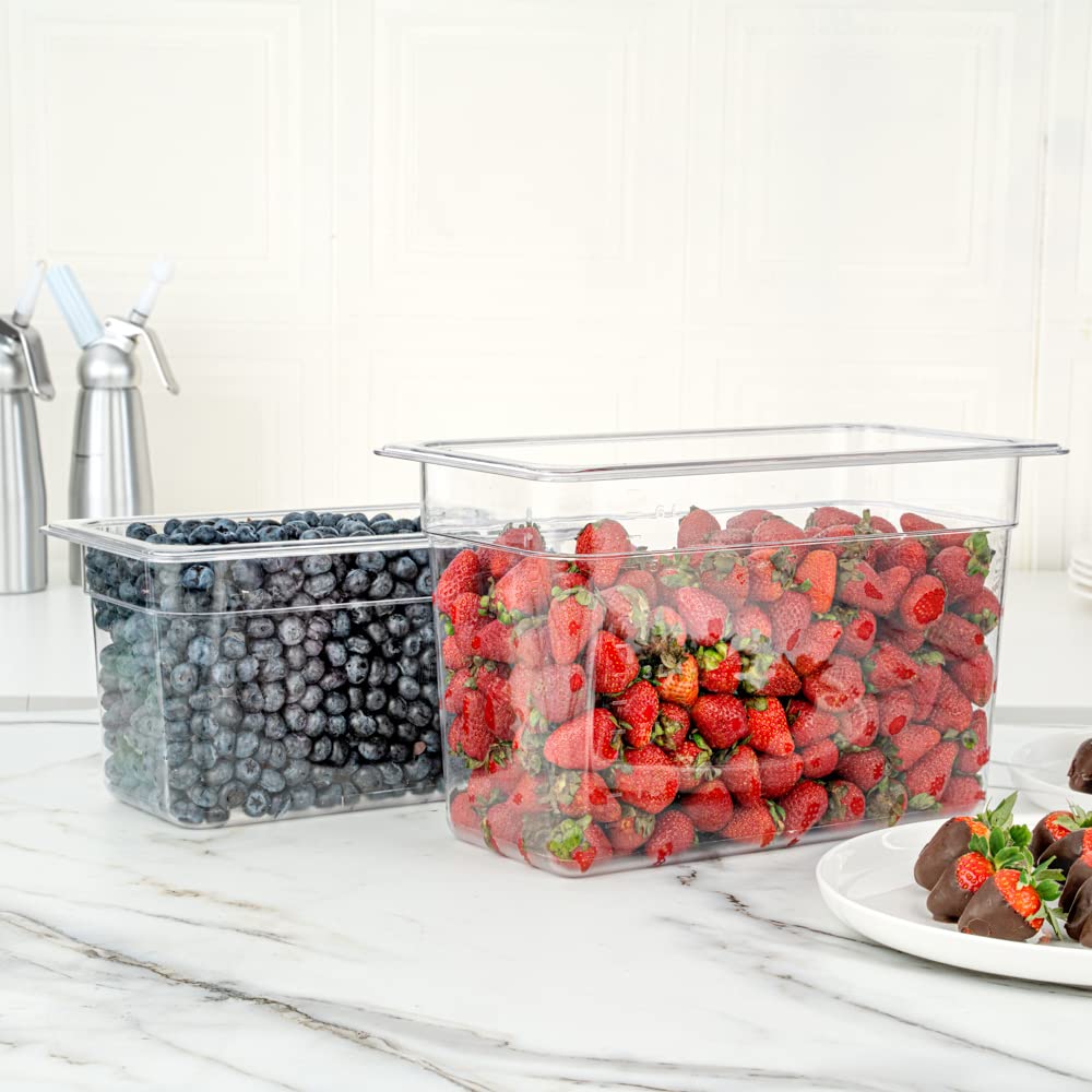 Restaurantware RWT0828 Met Lux - Contenedor de almacenamiento de alimentos fríos de tamaño 1/3, 20 cm de profundidad, caja de 10 unidades, plástico