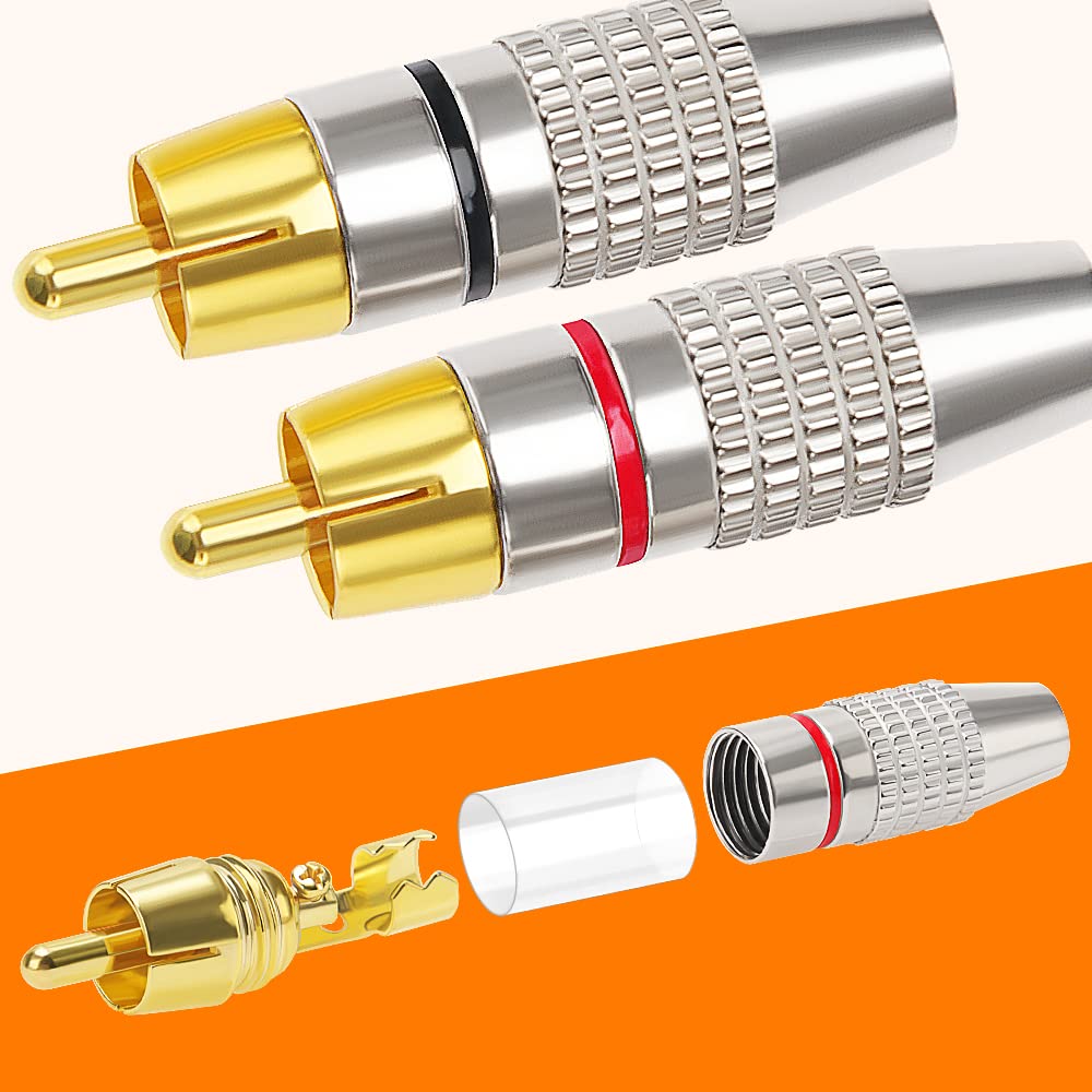 KUOQIY 12 PCS Gold Plated RCA Plug Audio Video Connector, RCA Male Plug Solderless, with Screwdriver - Image 3