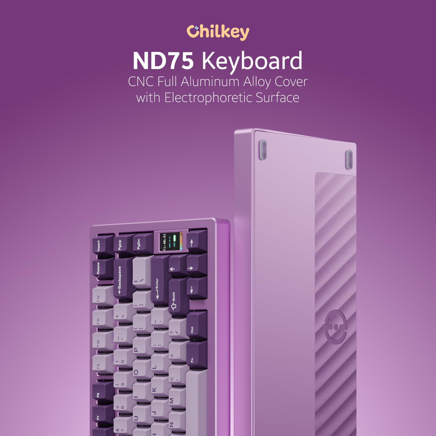 Chilkey ND75 メカニカルキーボード Chilkey ND75 - Teclado mecânico sem fios para jogos com ecrã LCD