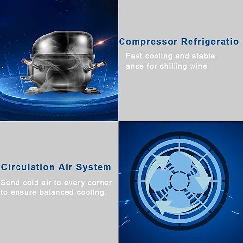 Miniatura 8 de Refrigerador de vino, compresor independiente de vino blancorojo con puerta de vidrio transparente para oficina en casa
