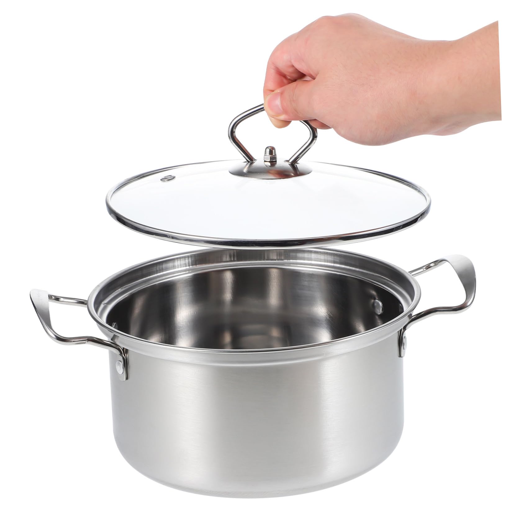 Set di Pentole da Cucina 5 Set in Acciaio Inox con Coperchi in Vetro