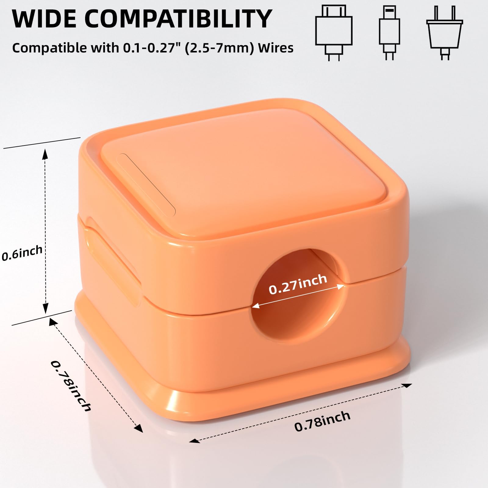 6 Pack Magnetic Cord Organizer, Easy Secure Adhesive Cable Management, Wire Holder Keeper Organizer Management, Hide Or Organize Phone USB Charger Cable for Home,Office,Car,Desk,Nightstand-Orange