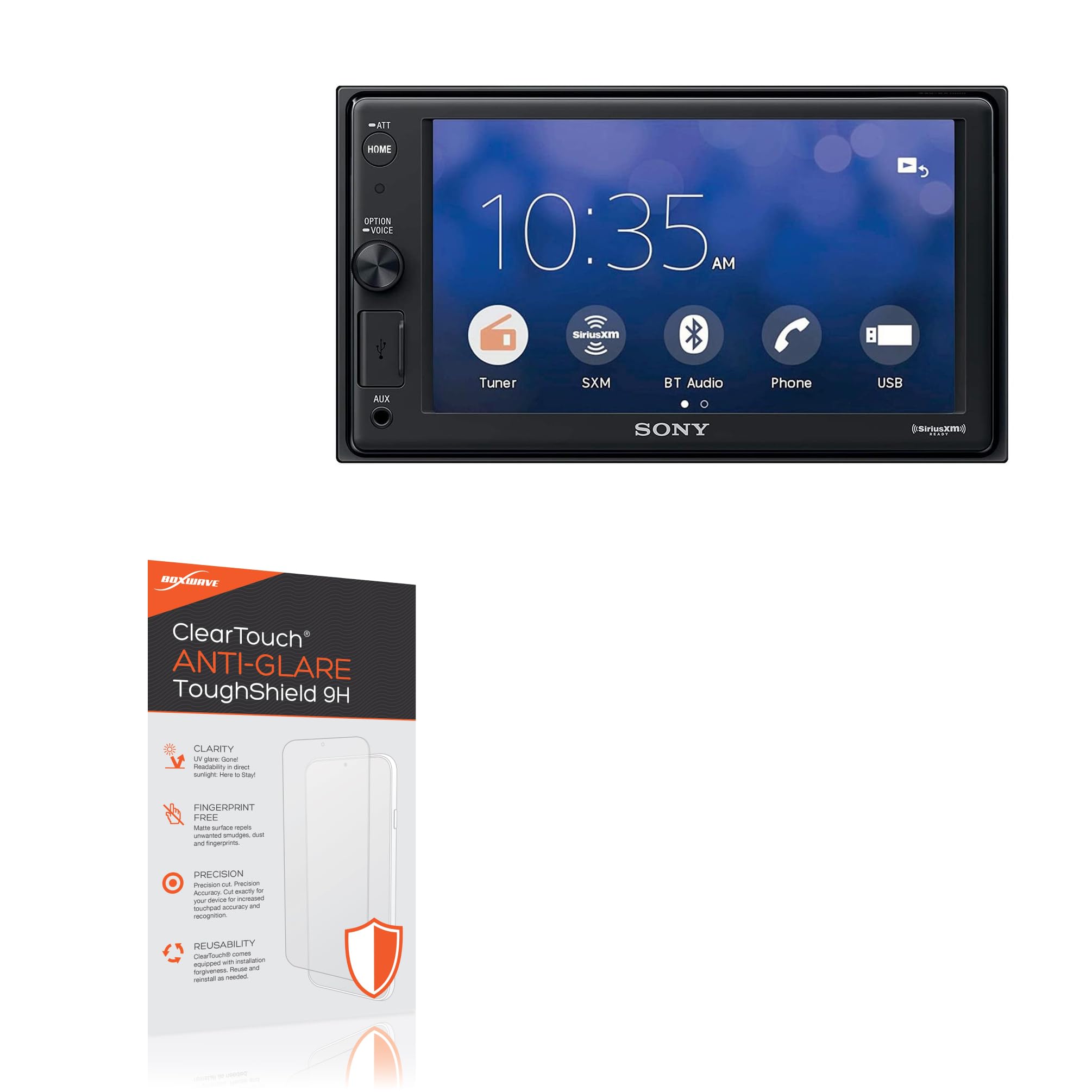 BoxWave Screen Protector Compatible with Sony XAV-AX1000 - ClearTouch Anti-Glare ToughShield 9H (2-Pack), Anti-Glare 9H Tough Flexible Film Screen Protector