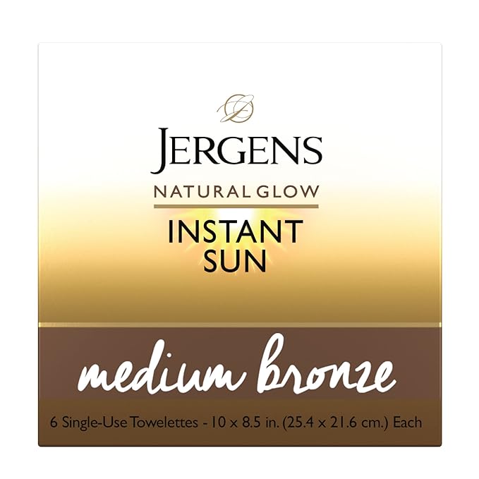 Jergens Natural Glow Instant Sun Sunless Tanning Towelettes, SingleUse Self Tanner
