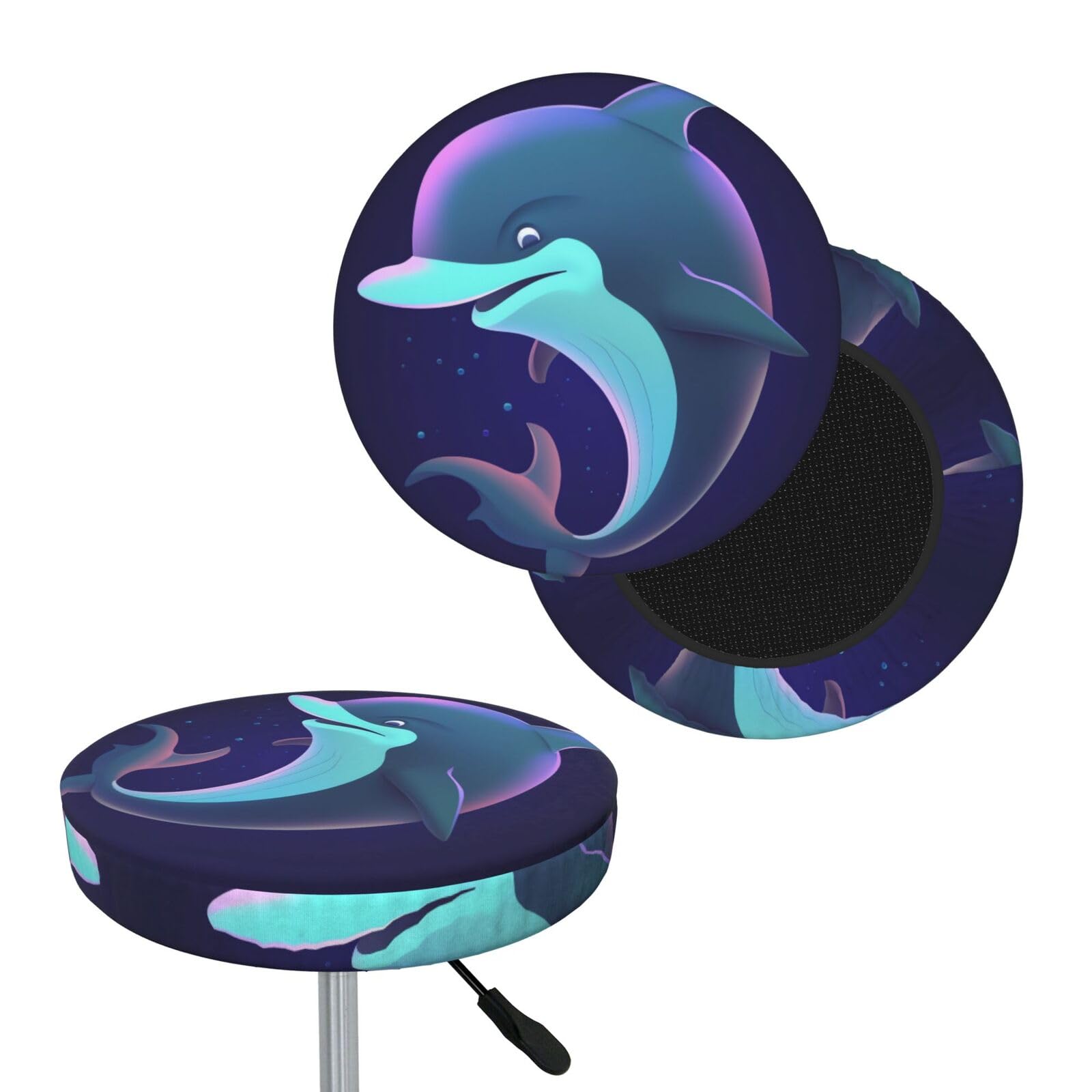 FekiLoot Dolphin (1) (1)_看图王 Round Bar Stool Covers Stretch Washable Bar Stool Covers Dustproof Slipcover Bar Chair Covers with Elastic Band for Bar Kitchen Living Room Decor 12 Inch