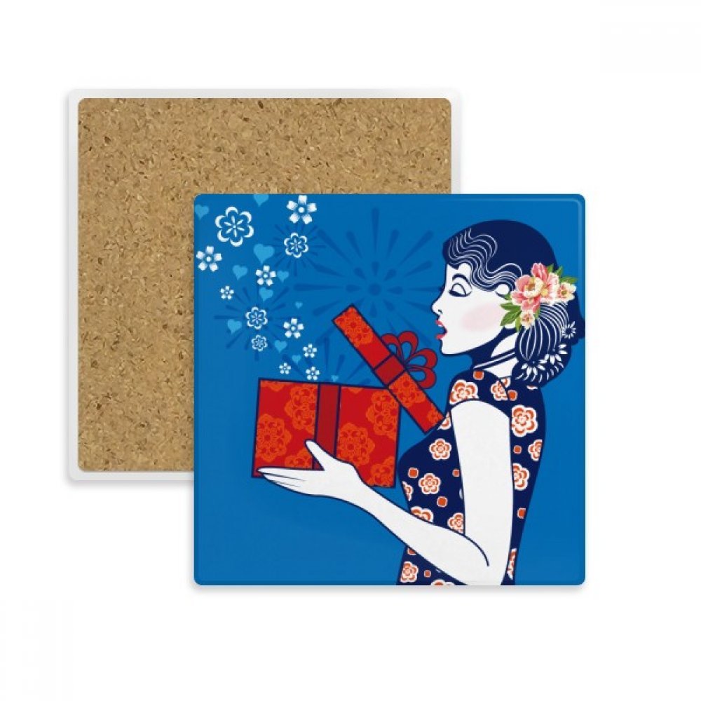 Dessous-de-verre chinois bleu en pierre pour savourer votre thé sans taches sur la table