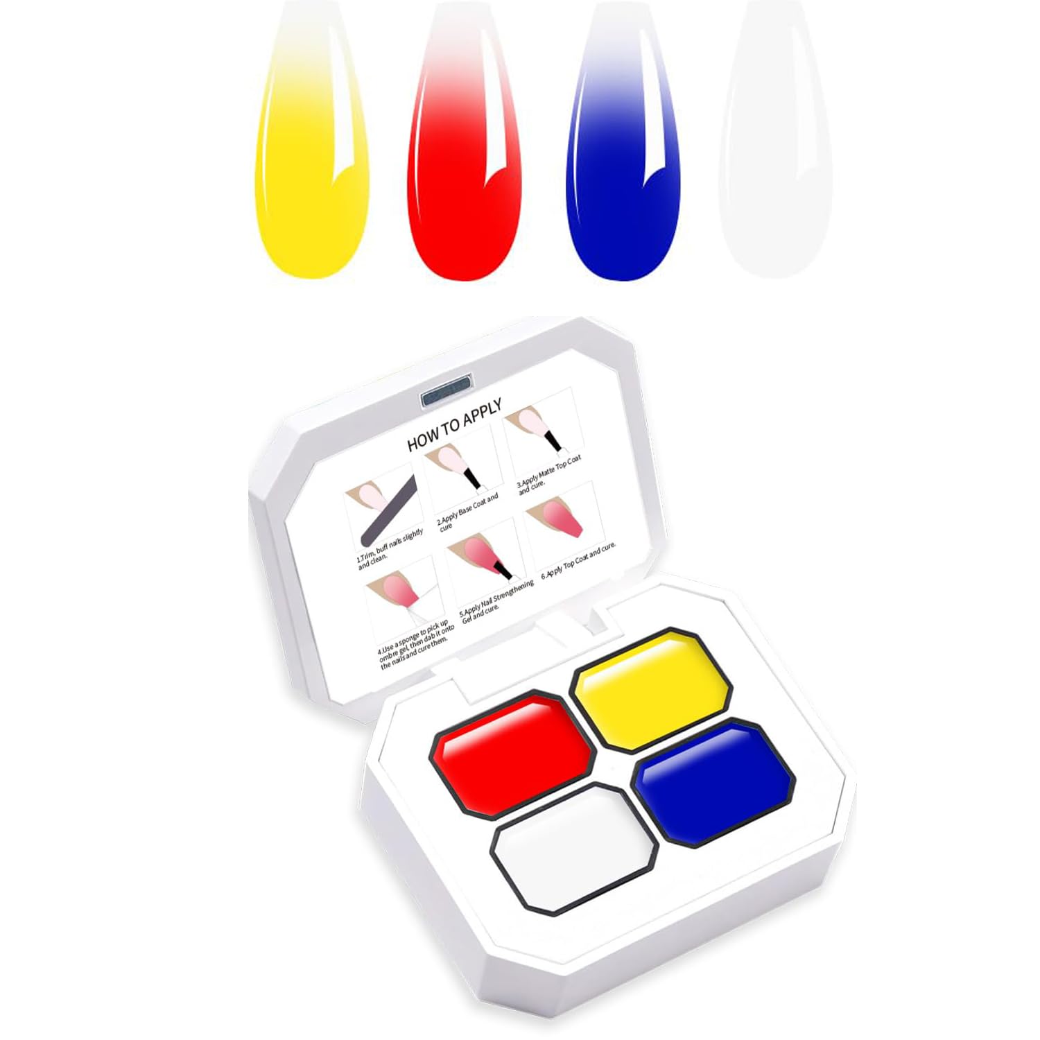 Karroy Sponge Pat Paint Nail Gel, 9 Colors Ombre Nails Gradient Gel Nail Blush Blooming Aura Nails Drawing Stripper Floral Painting Nail Art, No Wipe, UV/LED Curing (4 Colors A)