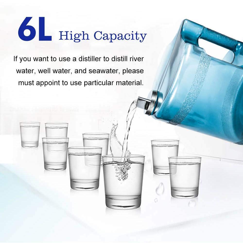 Destilador De Agua De 6 L, 900 W, 1,3 L/H, Para Encimera De Casa, Acero Inoxidable, Purificador Interno De Filtros De DestilacióN De Agua Pura, Sin Bpa, Para Uso DoméStico En Laboratorio