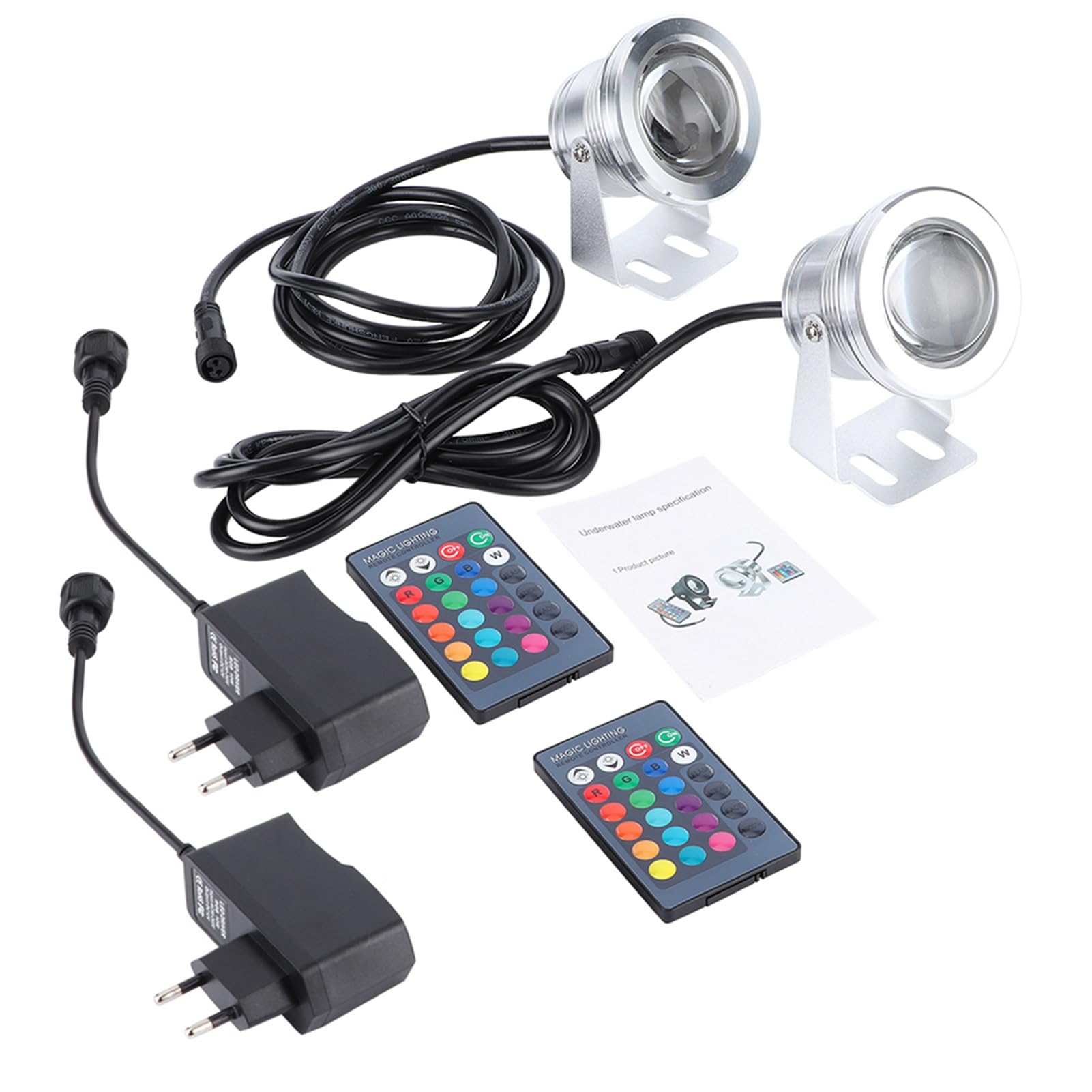 Ejoyous RGB Unterwasserlicht Brunnenlampe mit Fernbedienung, 5050 LED Poolbeleuchtung, 8m Reichweite, 2m Tauchtiefe, 90-265V, EU-Stecker