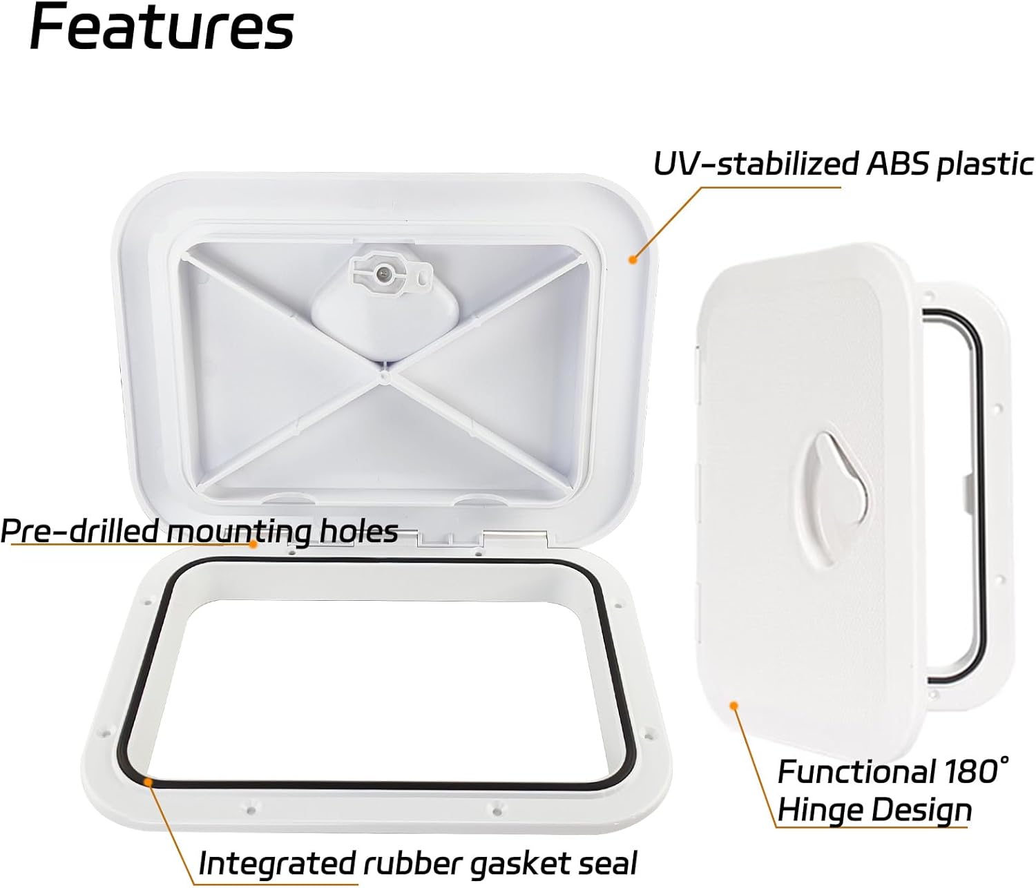 Marine Deck Access Hatch & Lid 10-5/8" X 14-3/4" (270mmx375mm) White Boat Deck Hatch Waterproof Boat Hatch Lid - Deck Hatch Cover for Boats, Ships & RVs - UV Resistant