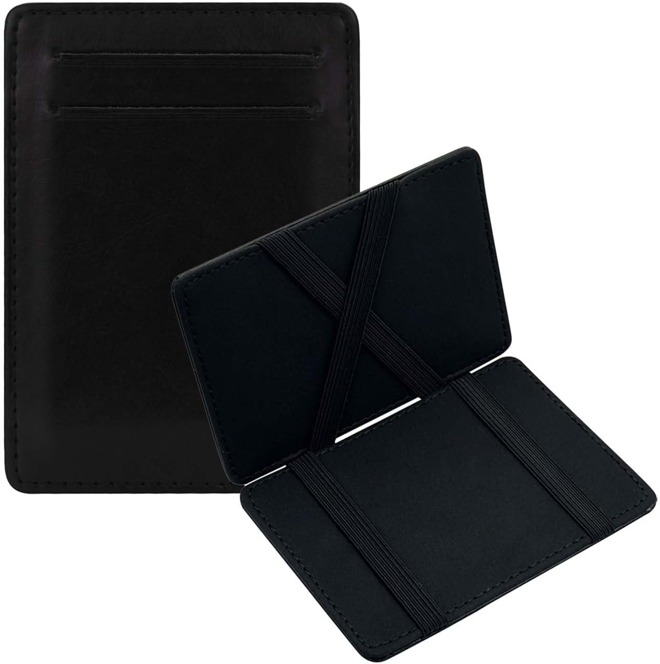 Men Wallet Interesting Magic Wallets to Showcasing Magic, Slim Credit Card Holder Wallet Clamshell and Portable Men's Leather Wallets for Jeans Pocket (Style 1, Black)