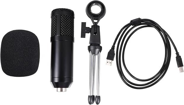 USB Condenser Microphone Bm800 with Tripod Stand, 5pcs Desktop Recording Mic Set for Laptop and Pc, Multi-Purpose Live Broadcasting and Computer USB Microphone