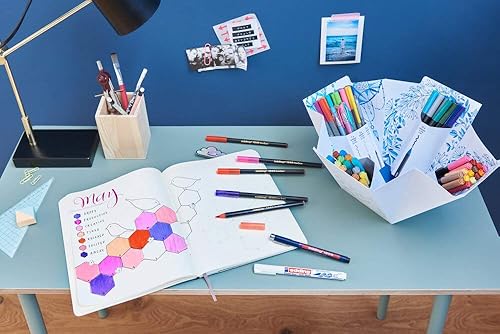 Miniatura 6 de edding Colour Happy Big Box - Juego de 70 bolígrafos de pincel, bolígrafos de color, rodillo de gel, bolígrafo pastel, bolígrafo de punta fina -