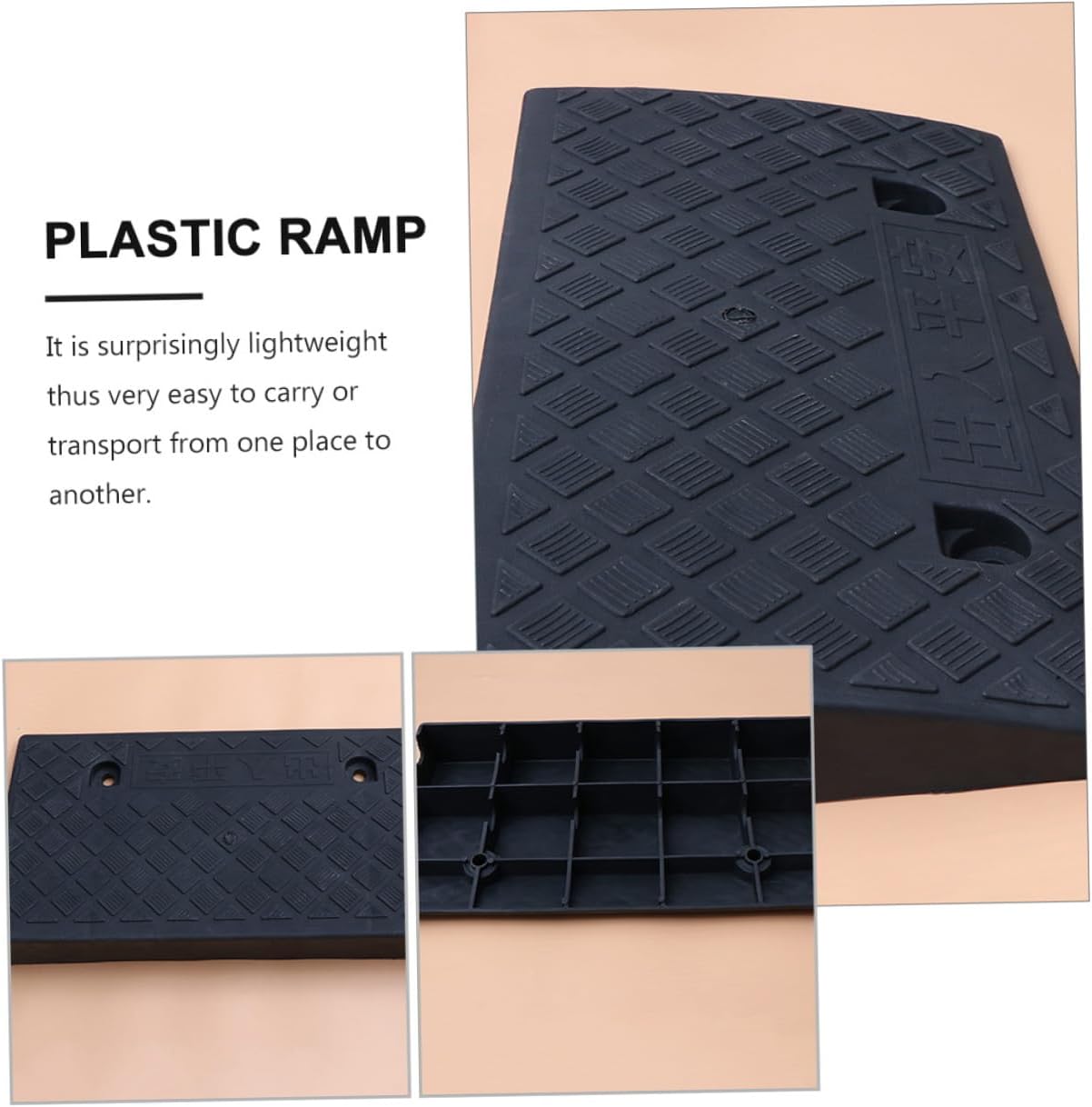 Cabilock Rubber Car Threshold Ramp 50x27x9cm Black Vehicle Curb Ramp for Loading Driveway Motorcycle Scooter