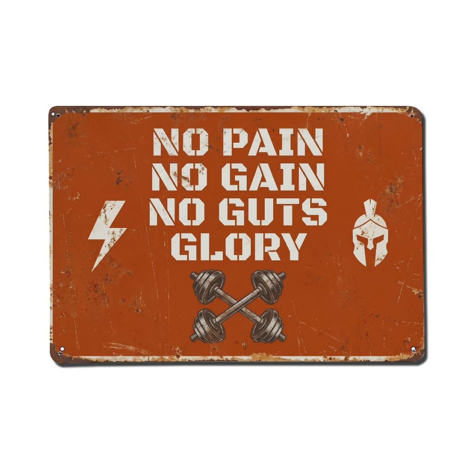 No Pain Gain Guts Retro Motivational Slogans 1 Metal Tin Sign Plaque Wall Decor for Cafe, Club Bar, Office, Home Garden Metal Poster 8x12Inch