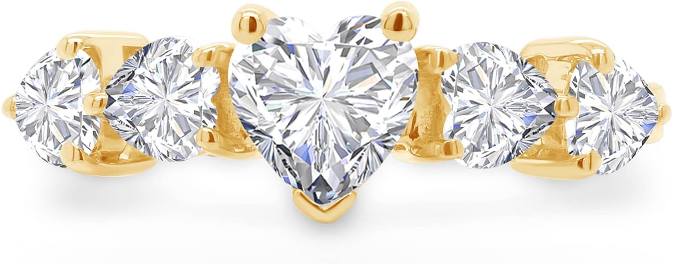 AFFY Heart Shape White Cubic Zirconia Promise Engagement Ring in 925 Sterling Silver (1.50 cttw)