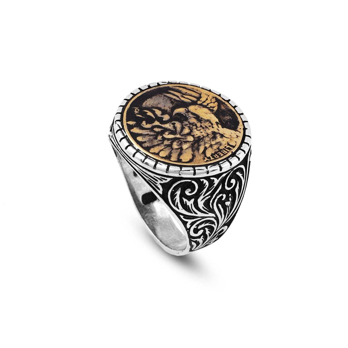 Anello dell'Aquila in Argento 925 da Uomo - Anello con Sigillo Inciso, Lucido, Stile Animale Fatto a Mano con Panno per la Pulizia dell'Argento Adeau (26)