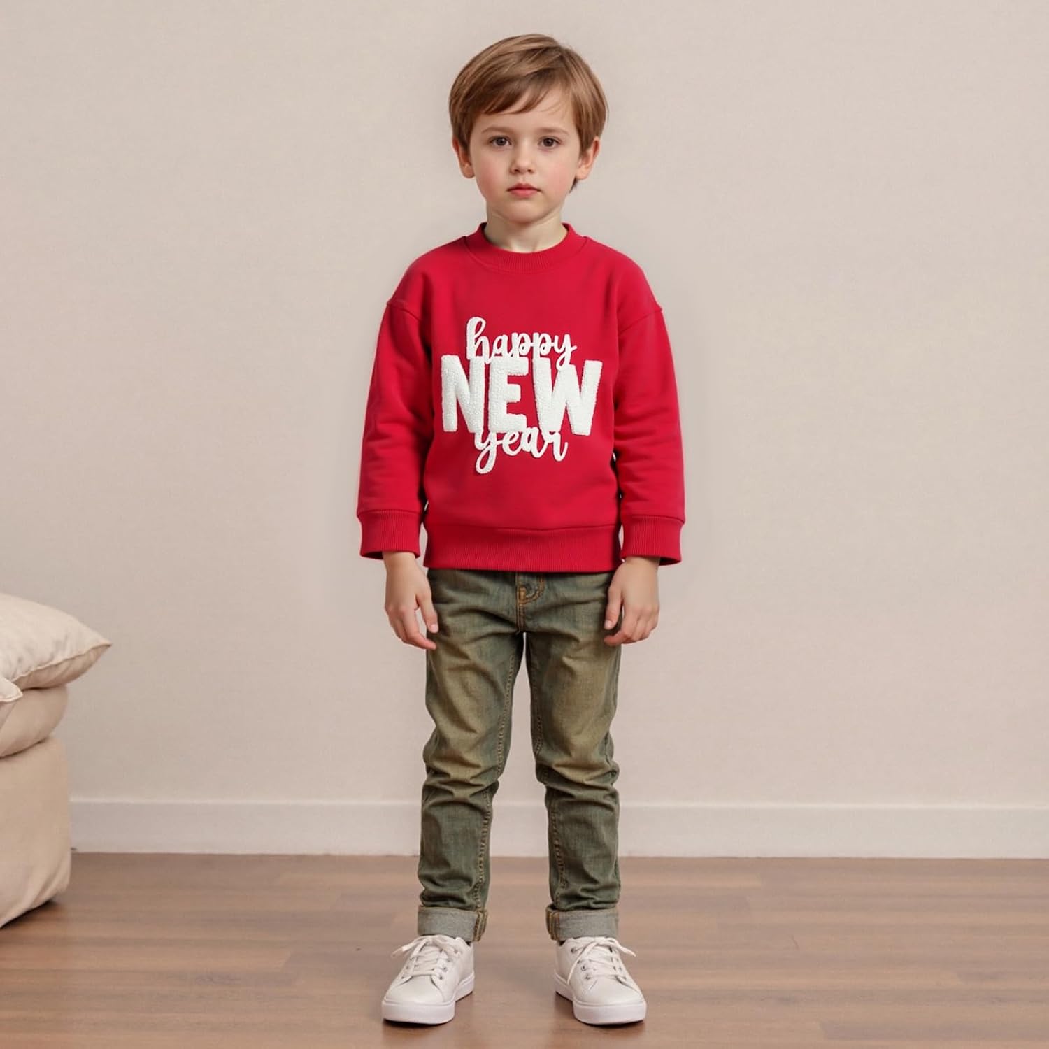 Toddler New Years Baby Girl Outfit Long Sleeve Letter Embroidery Sweat Shirt Top Spring Fall Clothes