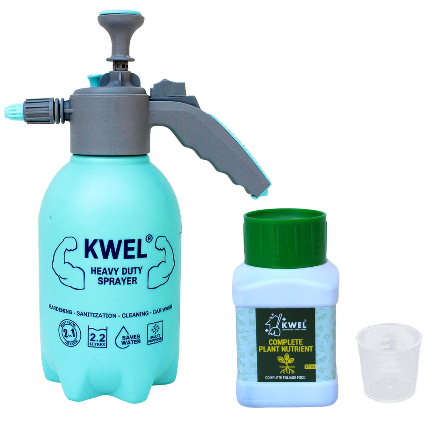 KWEL 2 in 1 Heavy Duty Sprayer Spray Bottle Jet & Mist Sprayer 2 Litre - Pack of 1 (Aqua) with Combo Plant Nutrient 75ml (Pack of 1) (B0C8VK6PFJ) Amazon Price History, Amazon Price Tracker